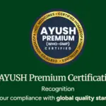 AYUSH Premium (WHO-GMP) Certification logo recognising global quality standards for homoeopathic medicines