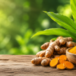 Curcuma longa (turmeric) rhizomes, powder, and flowering plant used in homoeopathic pharmacy and traditional medicine
