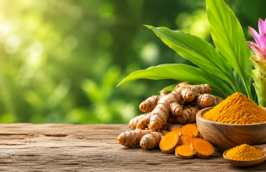 Curcuma longa (turmeric) rhizomes, powder, and flowering plant used in homoeopathic pharmacy and traditional medicine