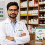 Pharmacist standing inside a homeopathic pharmacy for NIH Pharmacist Walk-in Recruitment 2026.