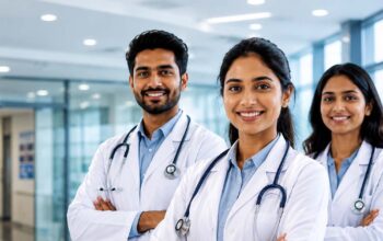 Professional doctors in a modern hospital representing the NEIAH Shillong Teaching Faculty Recruitment notification.