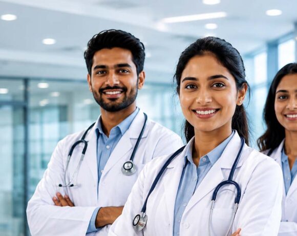Professional doctors in a modern hospital representing the NEIAH Shillong Teaching Faculty Recruitment notification.