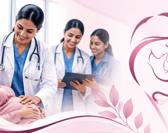 Doctors and pregnant woman representing Obstetrics and Gynaecology CME at GHMC Kozhikode